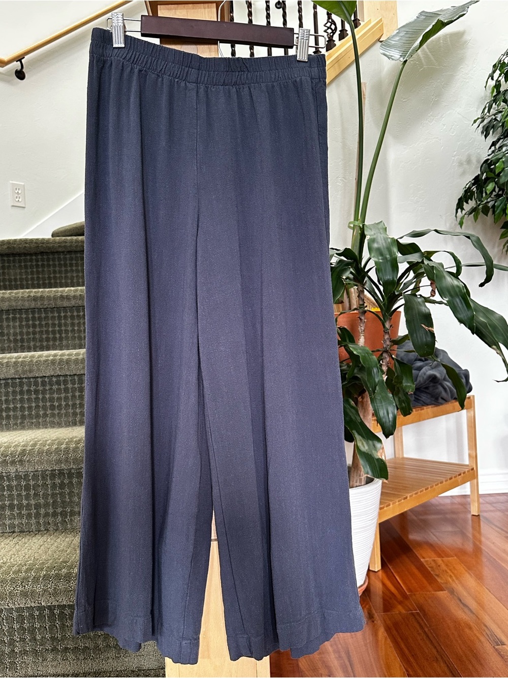 Z Supply Scout Pant Linen Blend Wide Leg Elastic Waist Pants - Navy